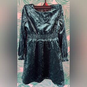 Crewcuts green crushed velvet long sleeve dress kids j.crew sz 8